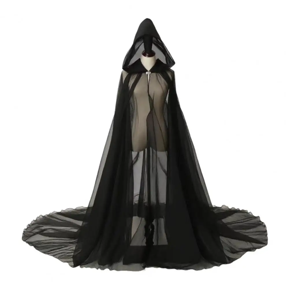 Hooded Mesh Cloak for Adults,Little Red Riding Hood Cape, Gothic Witch Queen Cosplay Costume for Halloween