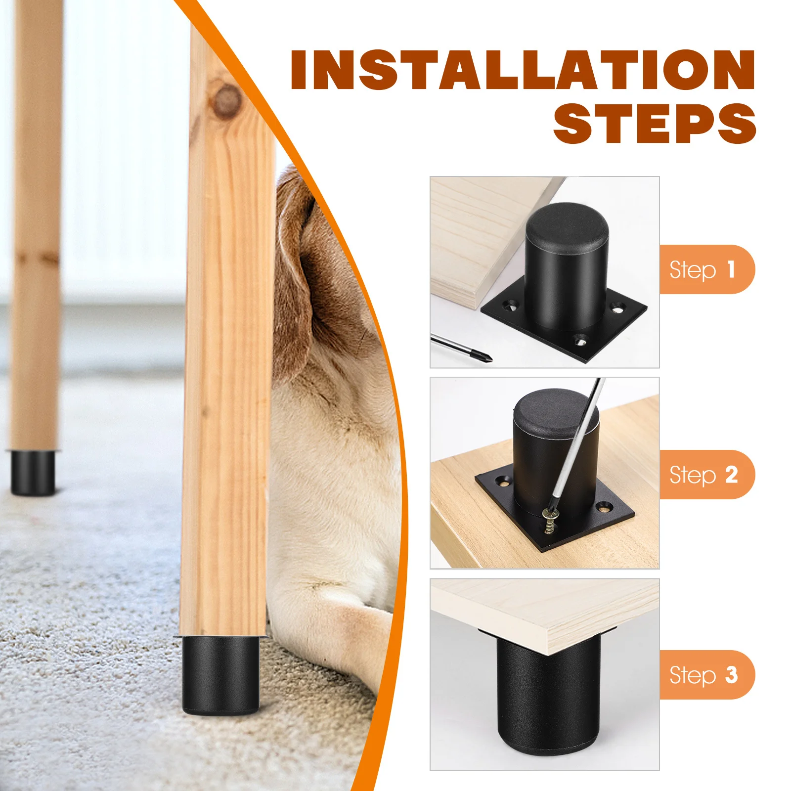 

8pcs Adjustable Furniture Feet Aluminum Alloy Shiny Finish Anti-Scratch For Sofa Cabinet Riser Diy Furniture Legs Metal