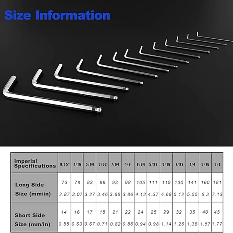 JRready-Industrial Grade Hex-L Key Allen Wrench, Mechanical Maintenance, Imperial Tools, Torque Wrench, Torque, AW-I1310 S2, 13P