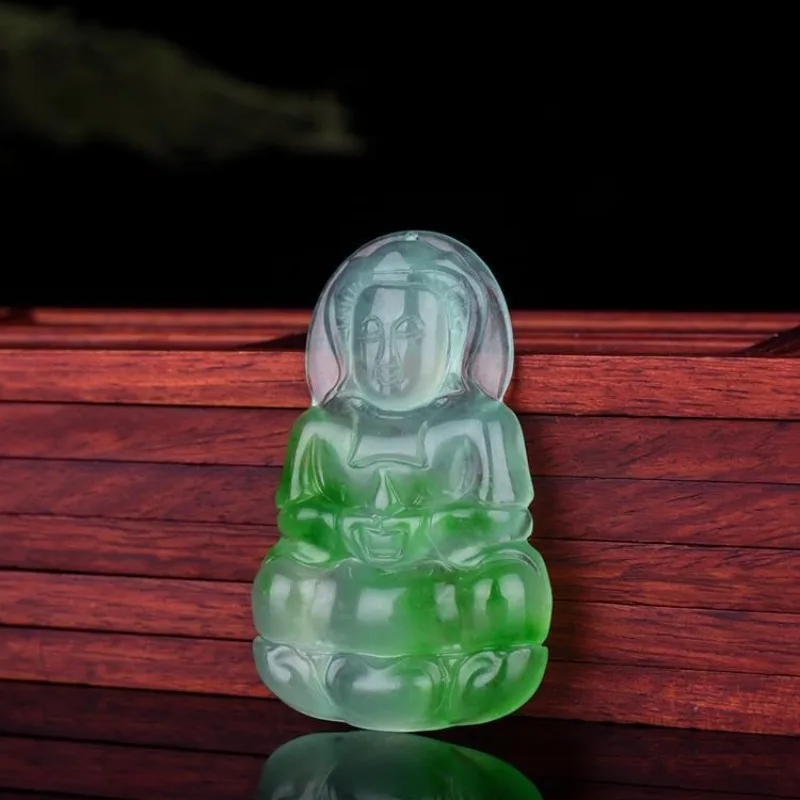 

Нефритовый Кулон Гуаньинь, цветок, зеленый мужской и женский кулон