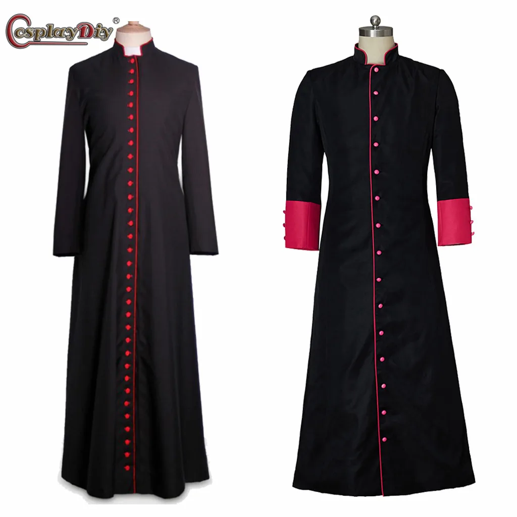 Cosplaydiy Custom Made Womens Cassock Robe Costume Jacket Coat Mens Medieval Cassock Robe Liturgical Vestments Cosplay