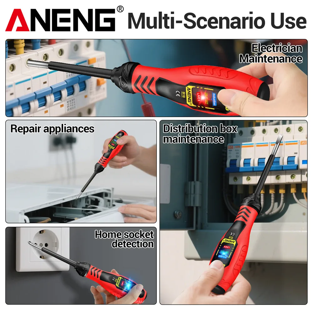 ANENG B18 تسليط الضوء على الجهد اختبار القلم NCV + SZ202 الرقمي اختبار الجهد / المقاومة الجهد الاستقراء متعددة الوظائف المهنية الكهربائي أدوات الكشف مجموعة