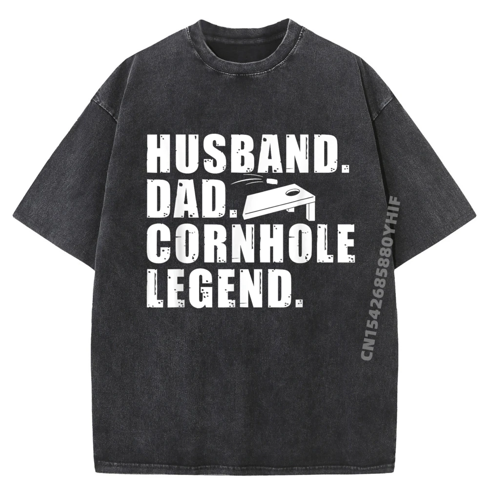 

Cool Cornhole Art For Husband Dad Corn Hole Legend Sport Graphic Shirts Men Natural Washed T Shirts Gift Idea