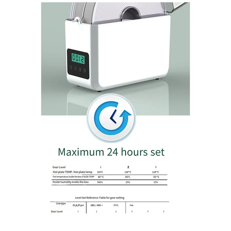 Filament Dry Box Adjustable Temperature 1Kg Keeping Filament Dry Holder 3D Printer Accessories White