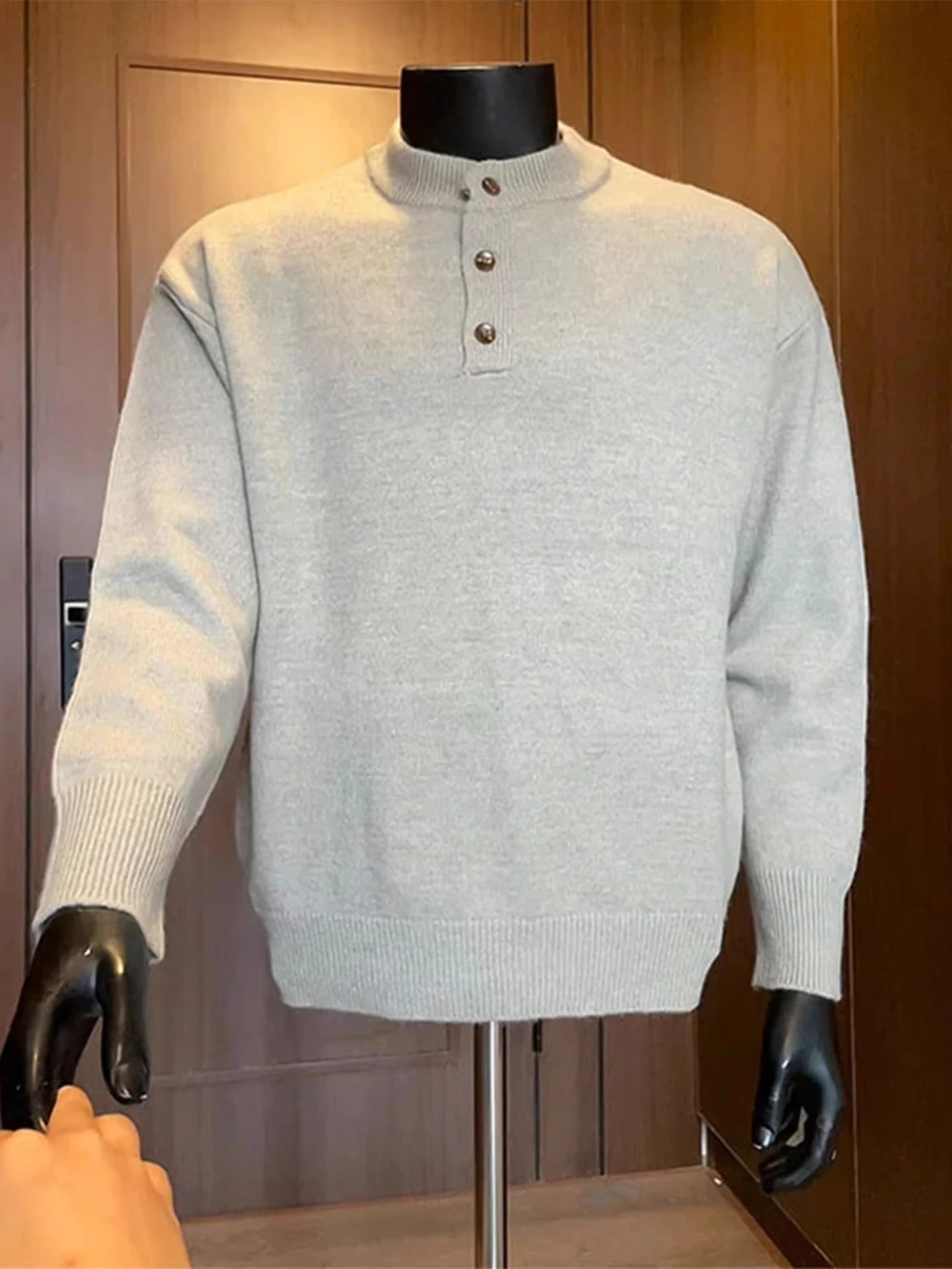 

Cleanfit Мужской трикотаж с воротником Генри с цветочным принтом Long Sve Vintage American Sle Высококачественный осенний топ Faion