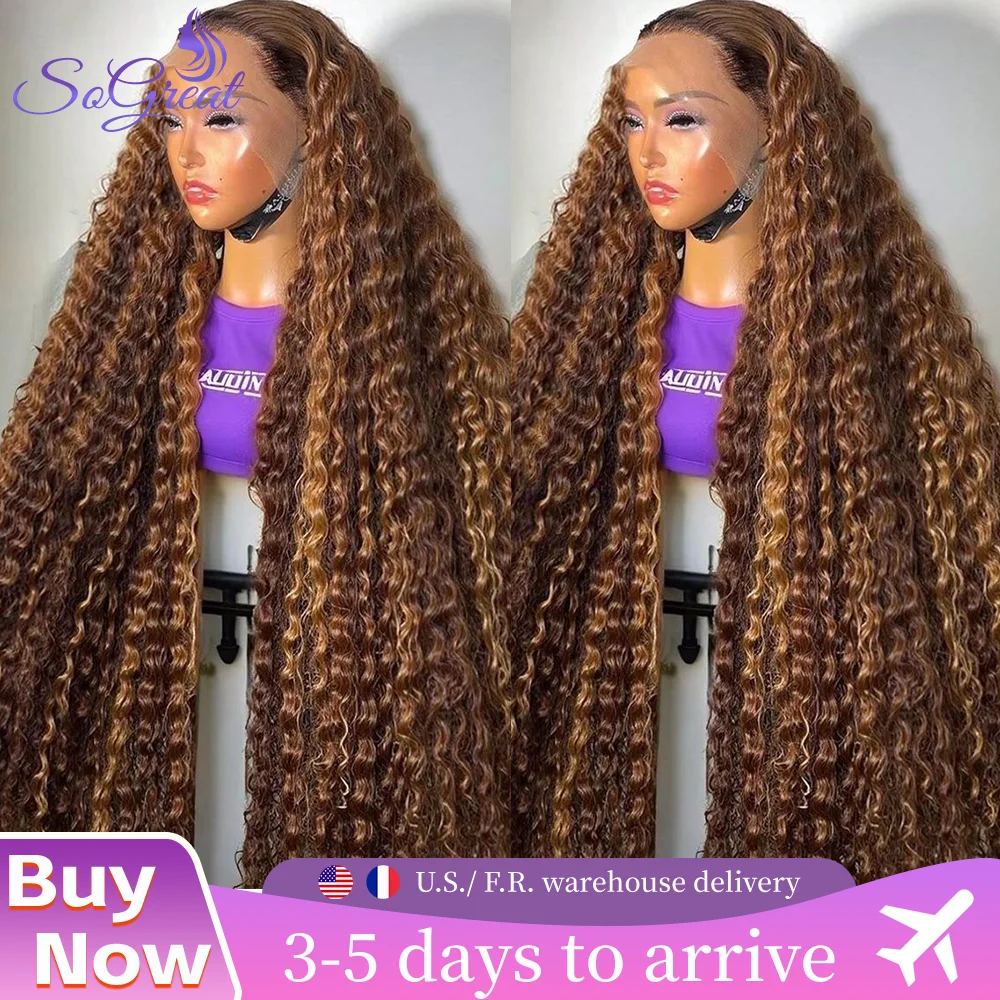 

Парик из натуральных волос с глубокими волнами и хайлайтами, 13x4/13x6, с HD-кружевом, с эффектом baby hair, предварительно выщипанный, для женщин