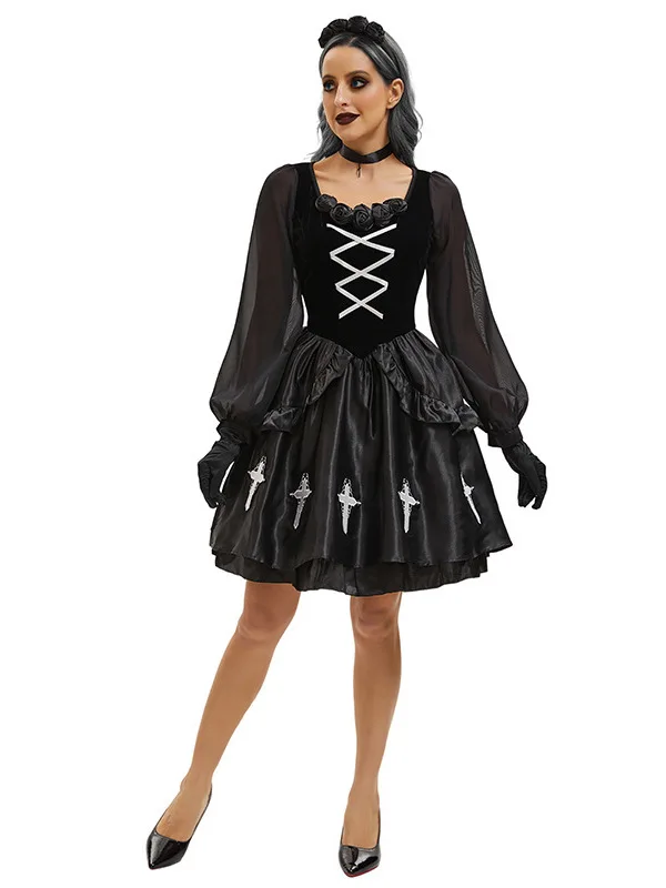 Gothic Sle Halloween Kostuum Bruid k Thema Kleine Duivel Heks Dameskleding Set Student School orm