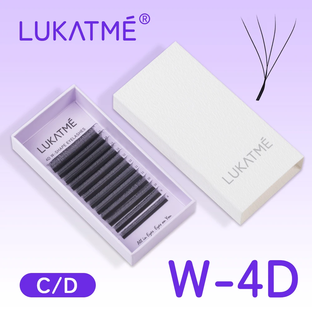Pestañas postizas LUKATME 4D W, rizo C/D, 8-15 mm, volumen prefabricado, extensiones de pestañas 4D, forma W, abanicos 4D, pestañas de visón sintético BASF.