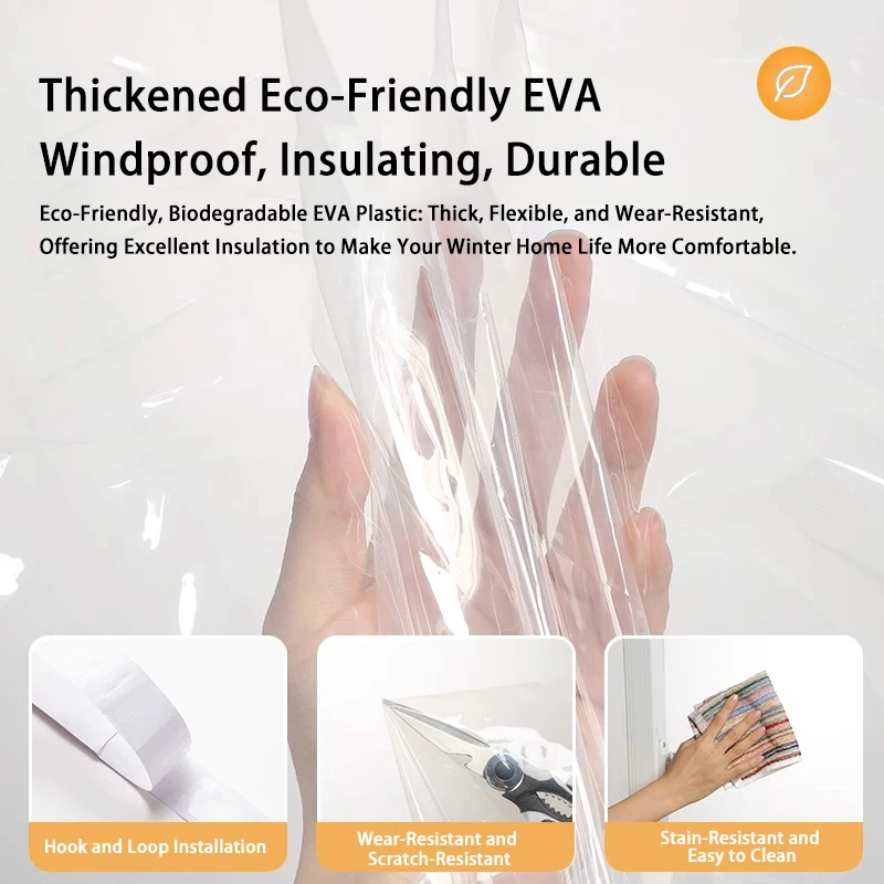 1-Pack EVA Transparent Window Insulation Film - Double-Layer Thermal Protection, Windproof & Dustproof, Easy DIY Installation