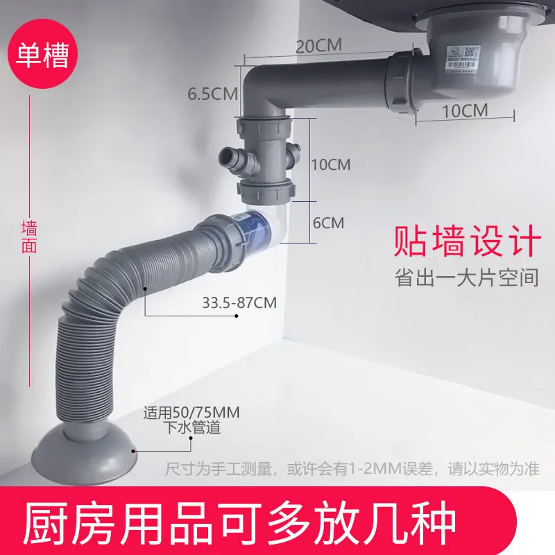 Rura odpływowa do zlewu kuchennego jednokomorowego, rura odpływowa do zlewu kuchennego dwukomorowego, rura odpływowa do zlewu kuchennego z osłoną zapachową.