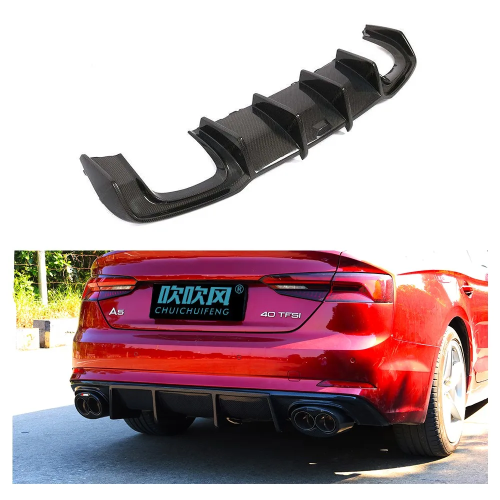 For Audi A5 S5 B9 2017-2019 Dry Carbon Fiber Front Lip Spoiler Rear Lip Diffuser Replace The Mirror Shelf Car Accessories