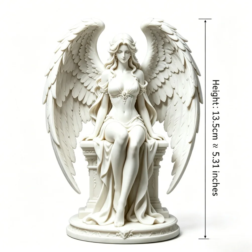 Seated Winged Angel Statue Classical Goddess Figurine Feather Wings Desktop Ornament Religious Home Decor Housewarming Gift view 5