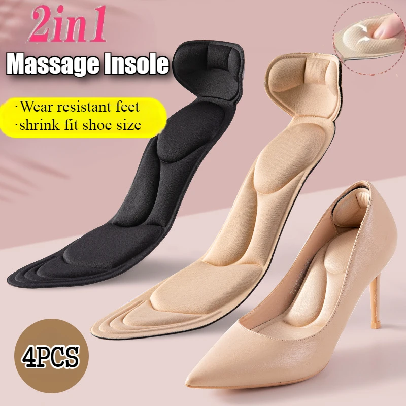 2/4 قطعة نعل رغوة الذاكرة وسادة إدراج أحذية عالية الكعب النعال المضادة للانزلاق نعل قابل للقطع الراحة تنفس تدليك القدم منصات الأحذية #1
