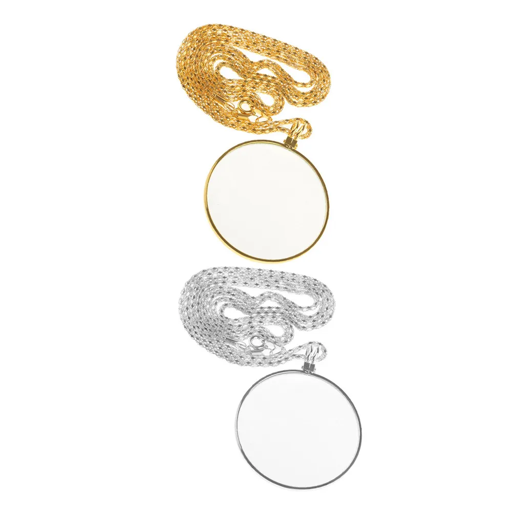 2Pcs Zinc Alloy Magnifying Necklace 5X Hd Reading Magnifier Pendant for Women Elderly Books Newspapers Jewelry Crafting Travel