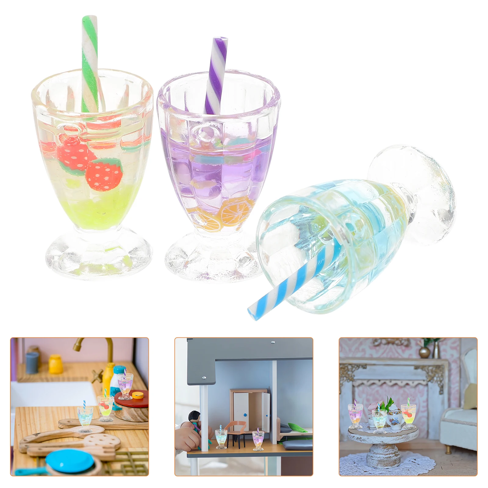 

6pcs House Accessories Mini Ice Cream Goblet Resin Decorative Fake For Mini House Kitchen Dining Room Artificial Prop Sturdy