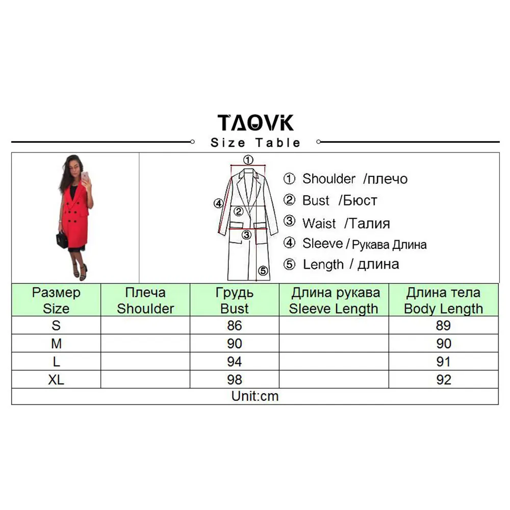 TAOVK new fashion women Autumn Vest Red White Pink and Yellow lapel solid color vest coat