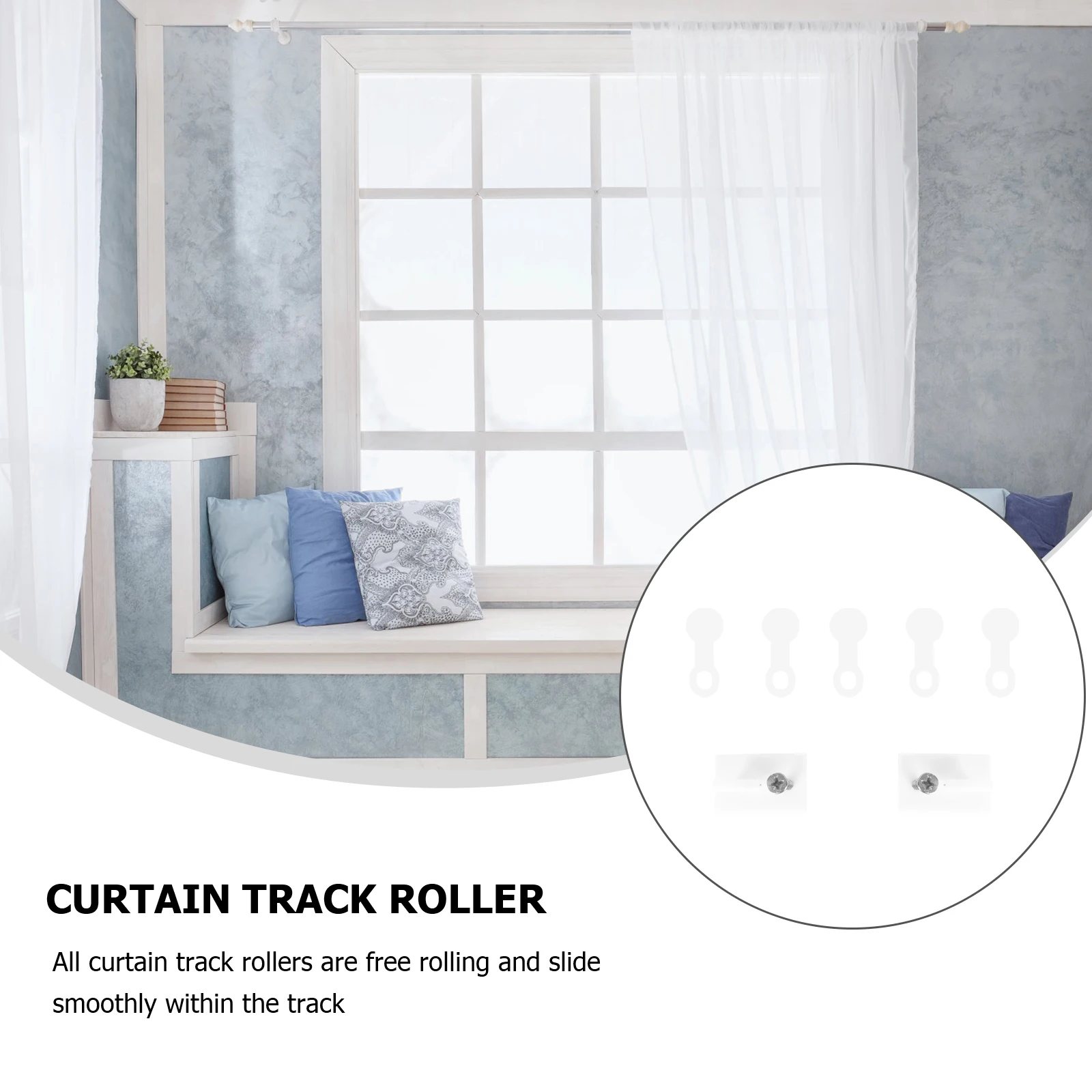 

1Set Curtain Track Roller Plastic Silent Free Rolling Smooth Glide for Sliding Doors Windows Curtain Track Roller