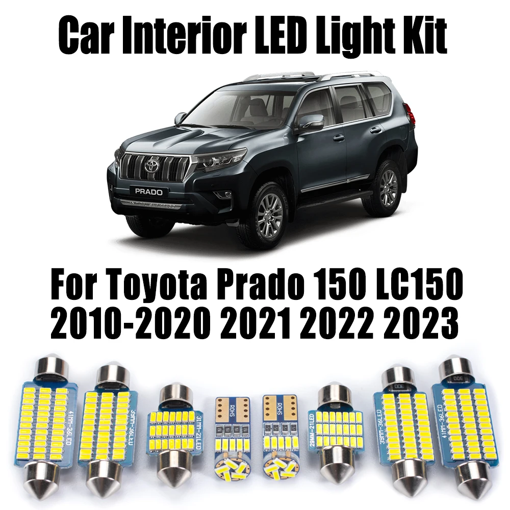 

16Pcs LED Interior Ceiling Door Trunk Plate light Kit For Toyota Prado 150 LC150 2010- 2019 2020 2021 2022 2023 Car Accessories