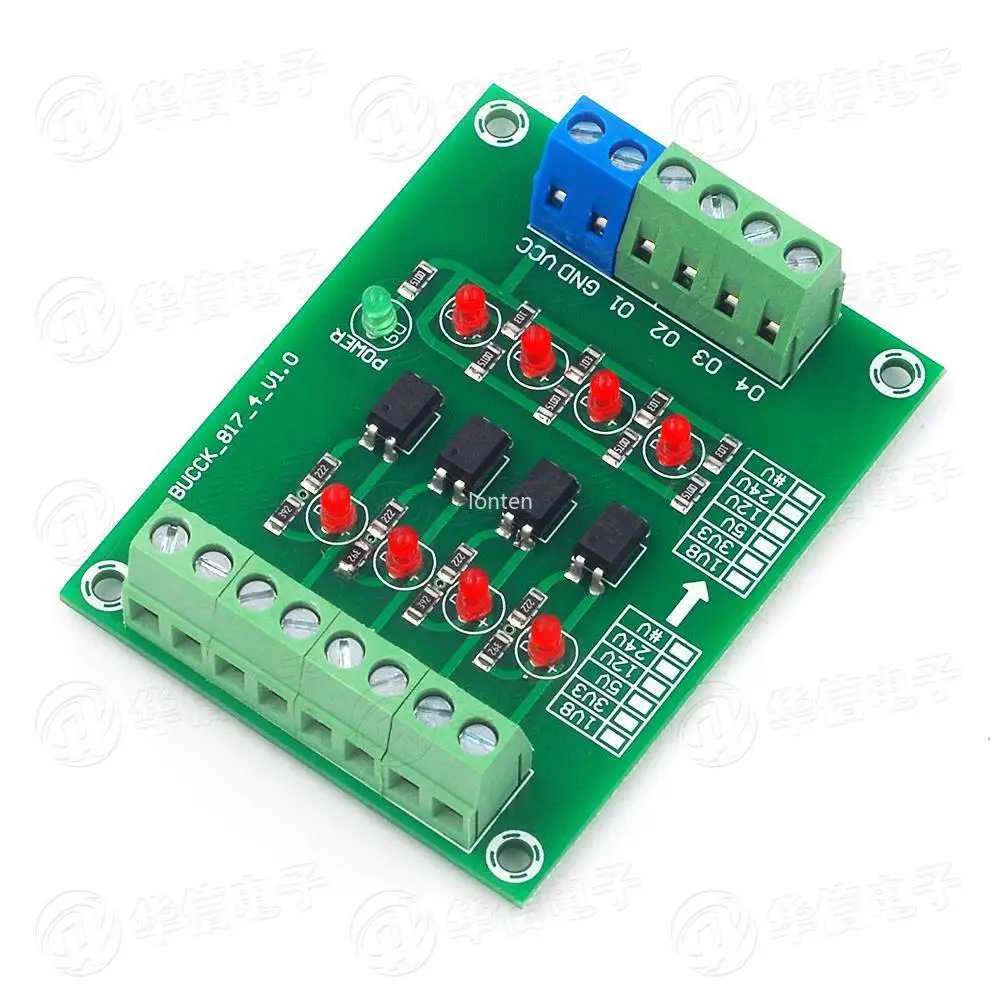 (10PCS/pack)4 channels, optocoupler isolation PLC level voltage conversion board 24v to 5V