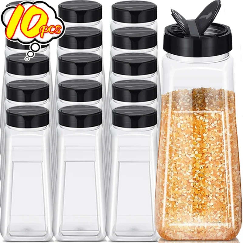 1/10PCS Large Spice Bottles with Shaker Lids Barbecue Seasoning Sealed Container Food Grade Plastic Storage Jars Kitchen Gadgets