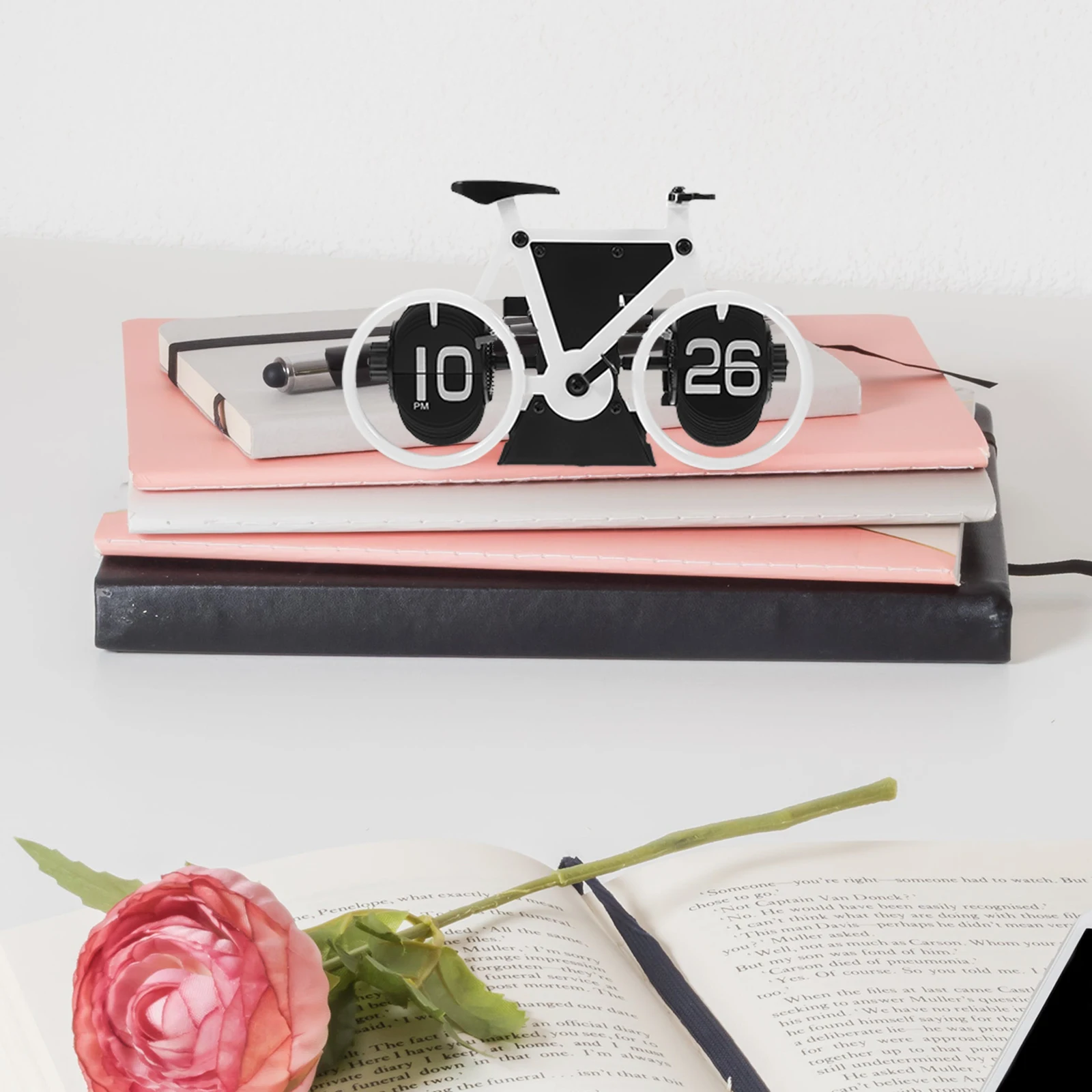 

Retro Bicycle Clock White Desktop Style Ingenious Design Timepiece For Home Office Decor Novelty Wall Clock Decorative