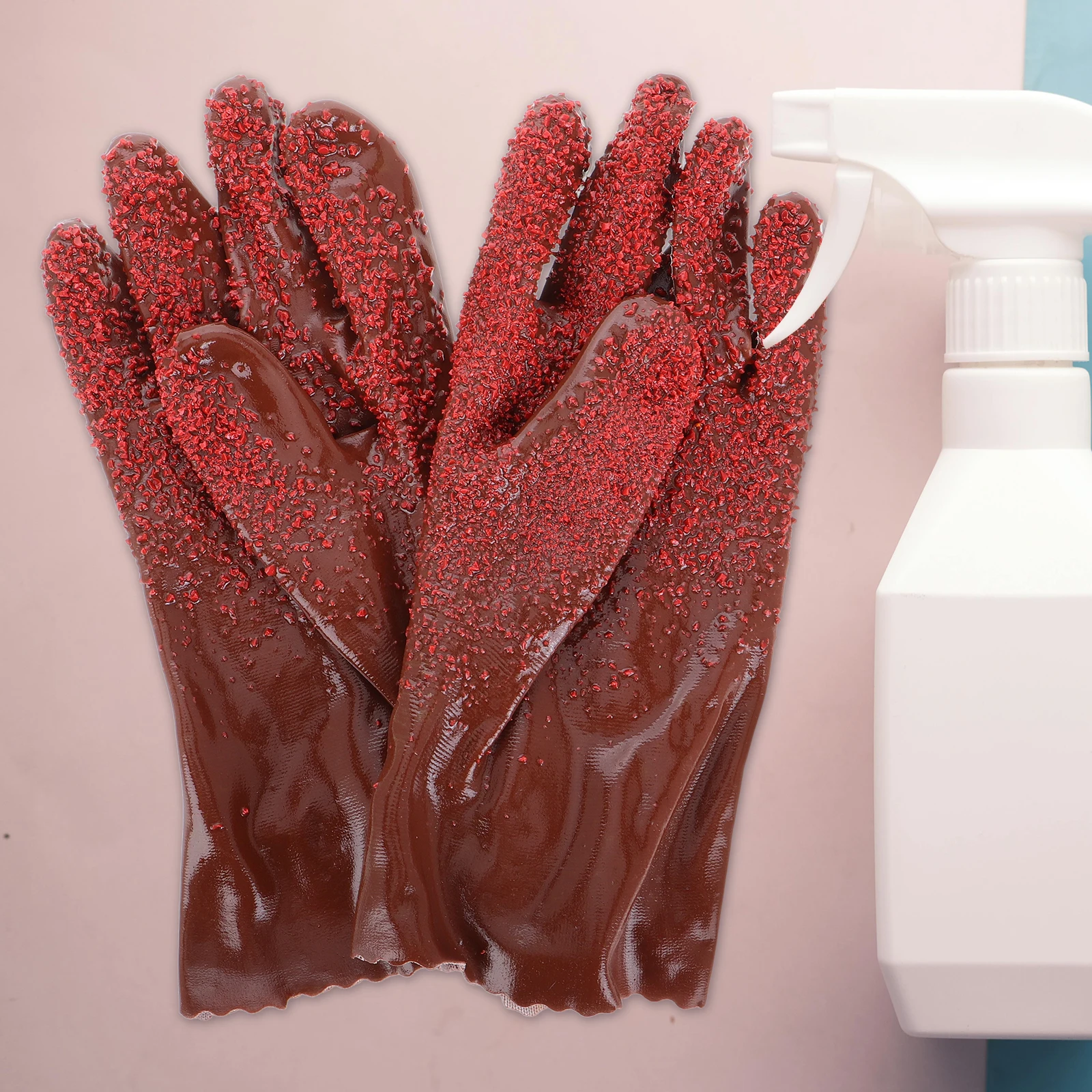 2Pairs الثقيلة PVC قفازات السباكة مقاوم للماء قابلة لإعادة الاستخدام صعبة استنزاف تنظيف المجاري الأفعى شكل قبضة قفازات العمل المساعدة #6