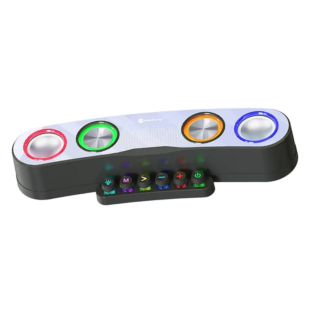 Desktop Sound Bar Vibrant RGB Light 3.5mm Aux-In Connection Wireless Built-In Mic Audio-Light Sync Soundbar for TV Laptop Tablet