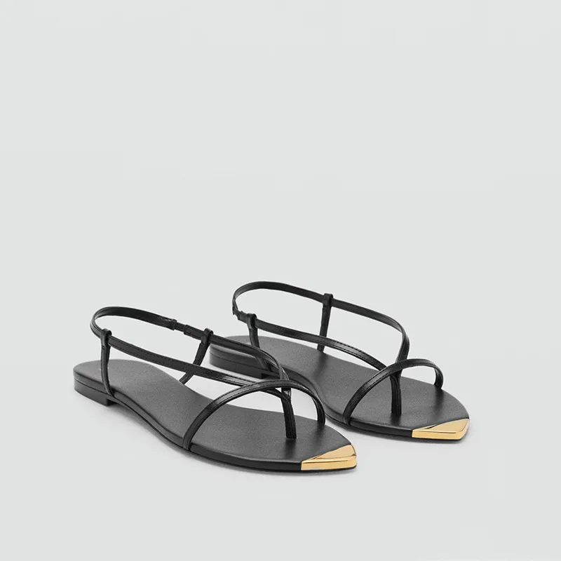 

Women's Sandals French Style Temperament Pointed Flat Bottom Sandals Summer Women's Roman Sandals Fashion Casual Flat Sandalias
