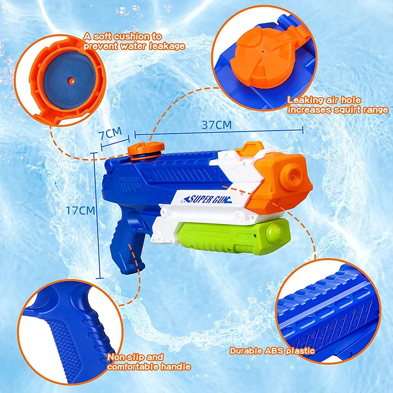 Water Gun Blue Water Guns for Kids,  Long Range High Capacity Squirt Guns Toy, Watergun for Swimming Pool Beach Sand Play Gifts