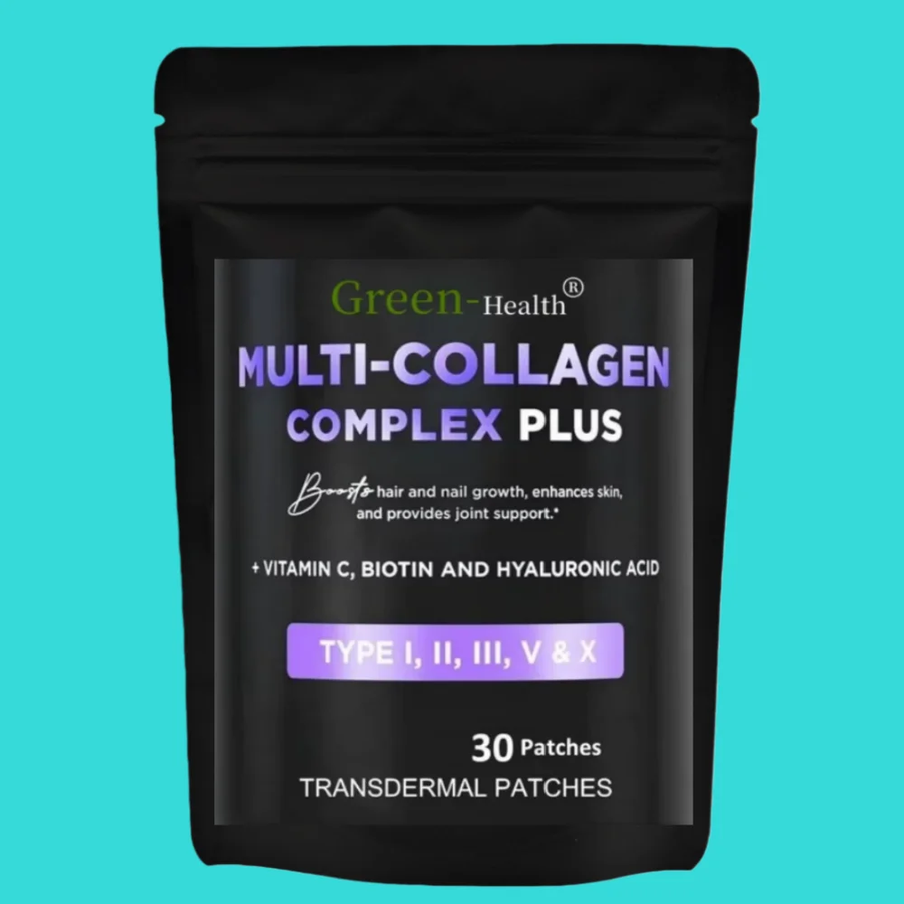 Parches transdermicos Multi Collagen Plus con biotina, vitamina C para mujeres y hombres, soporte para el crecimiento del cabello, 30 parches para la piel