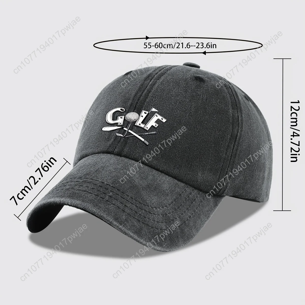 Boné de beisebol com estampa de golfe, chapéu de pai ajustável respirável para homens e mulheres, boné de caminhoneiro estilo urbano com clube de golfe e design de bola, 1 peça