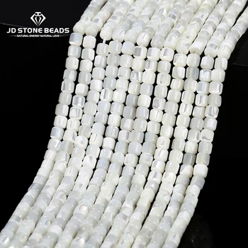 4*4mm contas de concha branca natural mãe de pérola formato cilíndrico contas para fazer jóias diy colar pulseira acessório