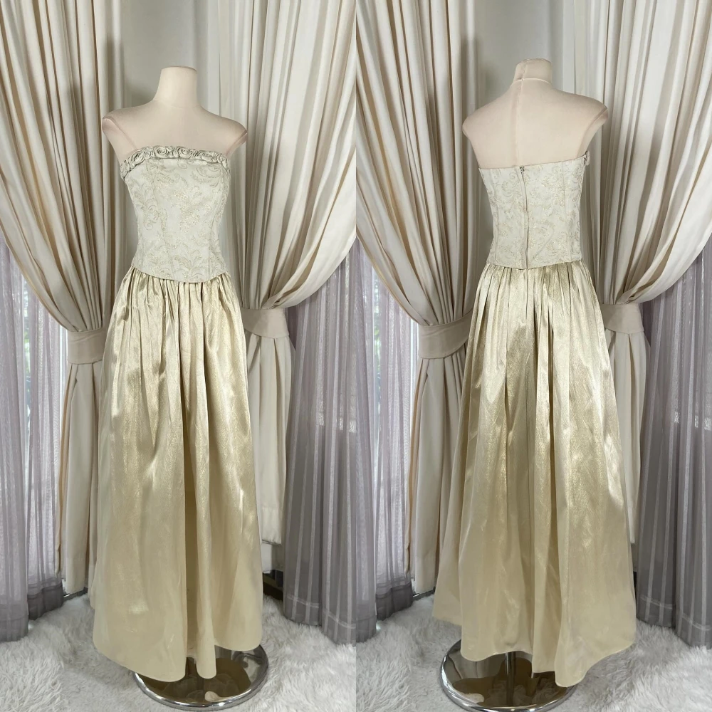 

Customized Elegant Graceful Green Satin Evening Dress Exquisite Strapless Sleeveless Party Dress Delicate Zipper Back Prom Dress