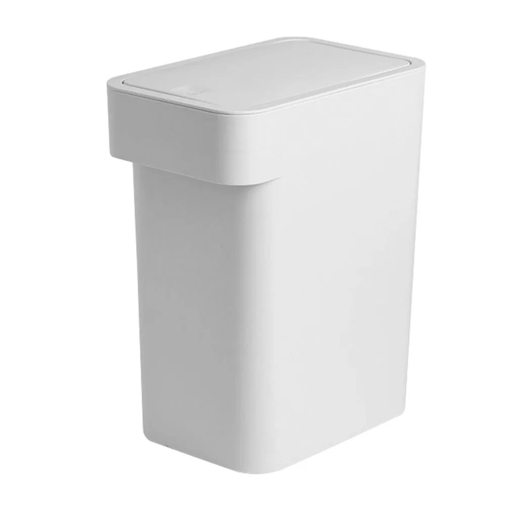 

Push-Type Trash Can 8L PP Material Impact Resistant Round Edge Smooth Surface Air Tight Lid for Kitchen Bathroom Office Bedroom