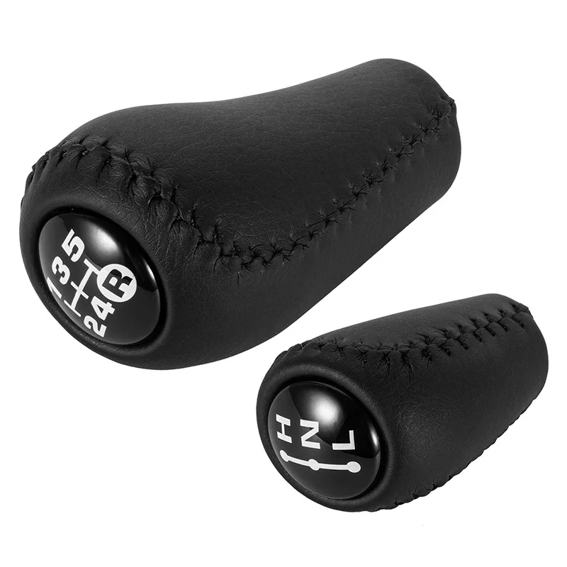 5 Speed Gear Shift Knob Leather Lever Arm Stick Headball For Toyota Land Cruiser Prado LC120 2003-2009 Accessories 2 pcs