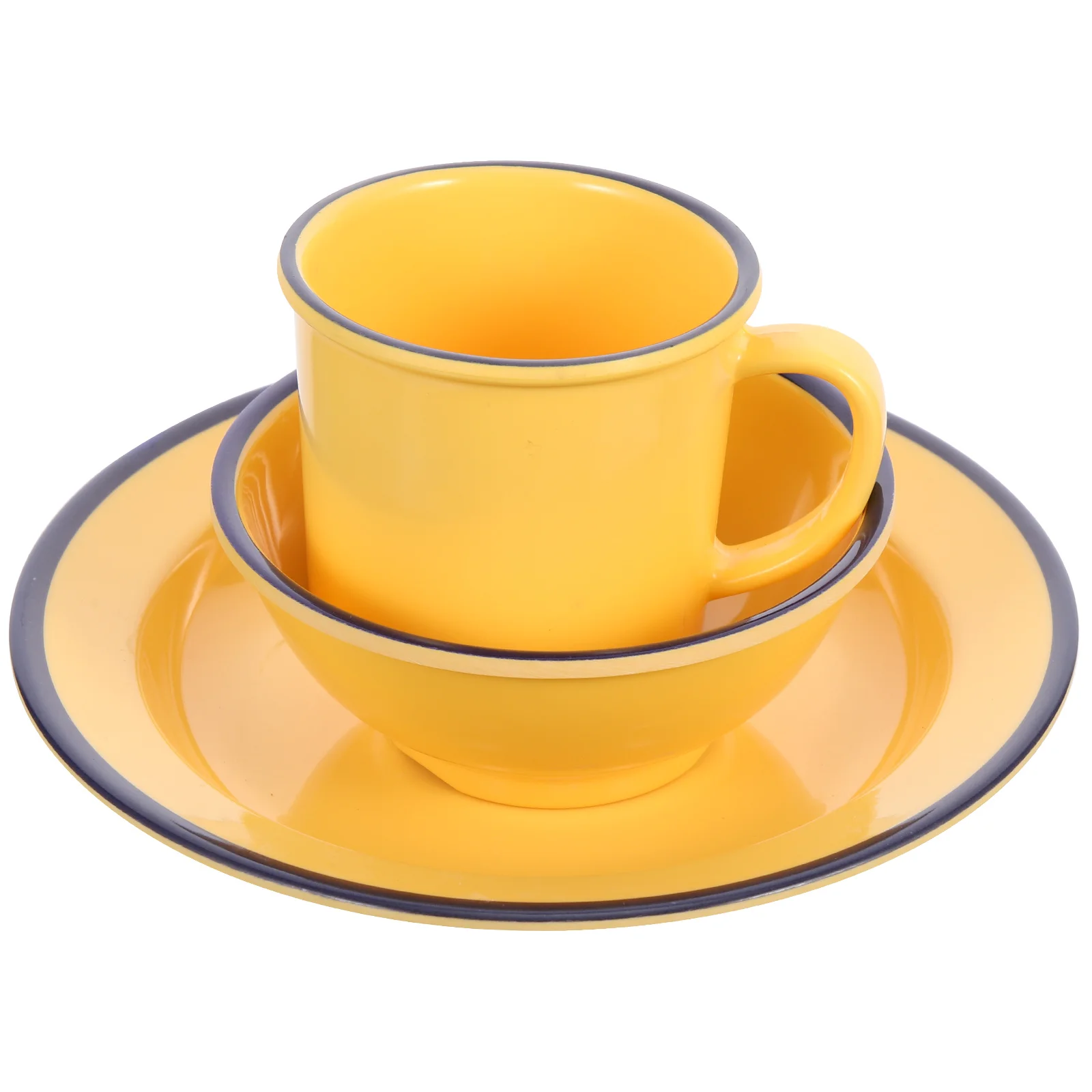 

Dishes Cup Set Retro Decor Home Bowl High Yellow Melamine Kitchen Tableware Tea