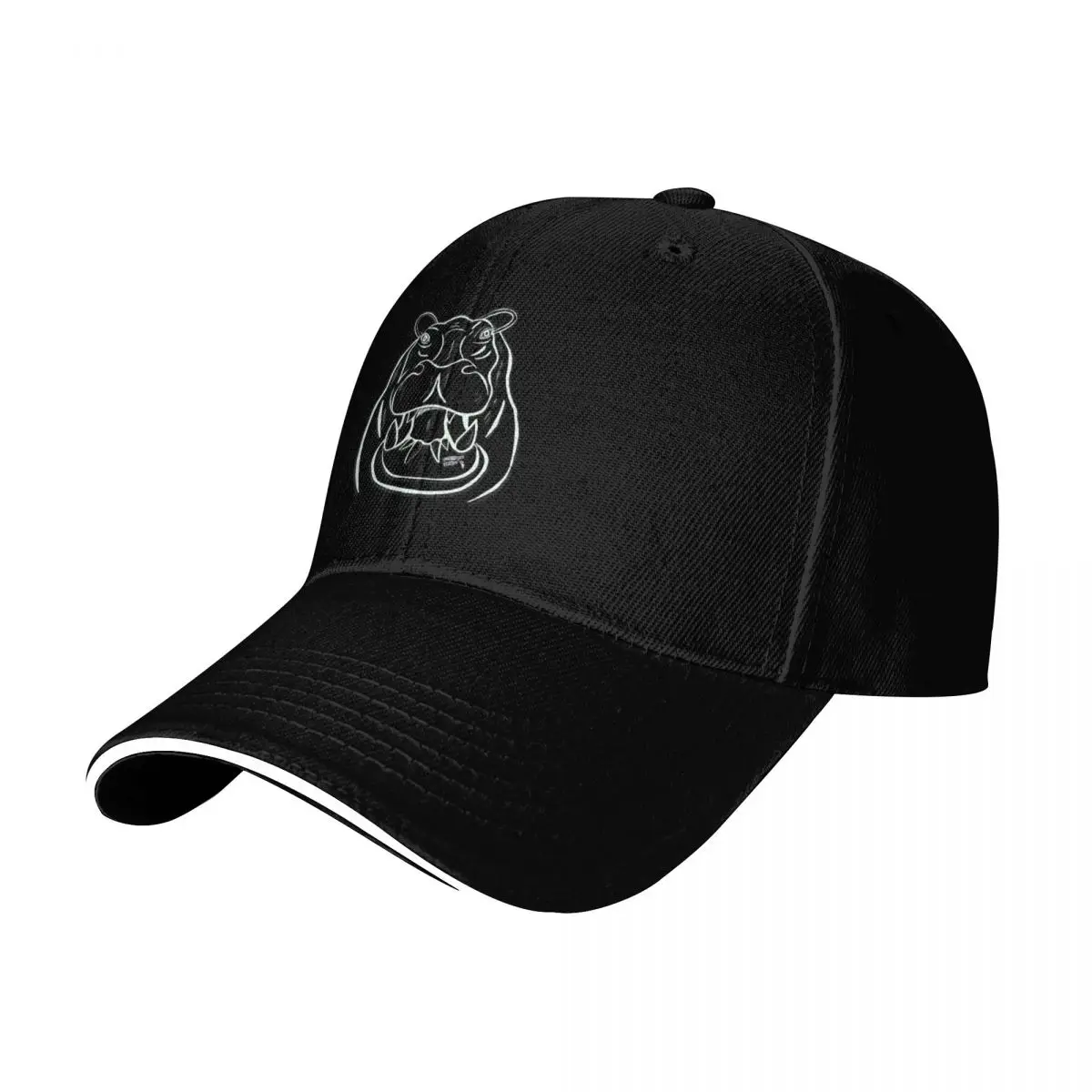 Outline Hippo Head Baseball Cap Breathable Mesh Back Adjustable Buckle Closure Moisture Wicking Quick Dry