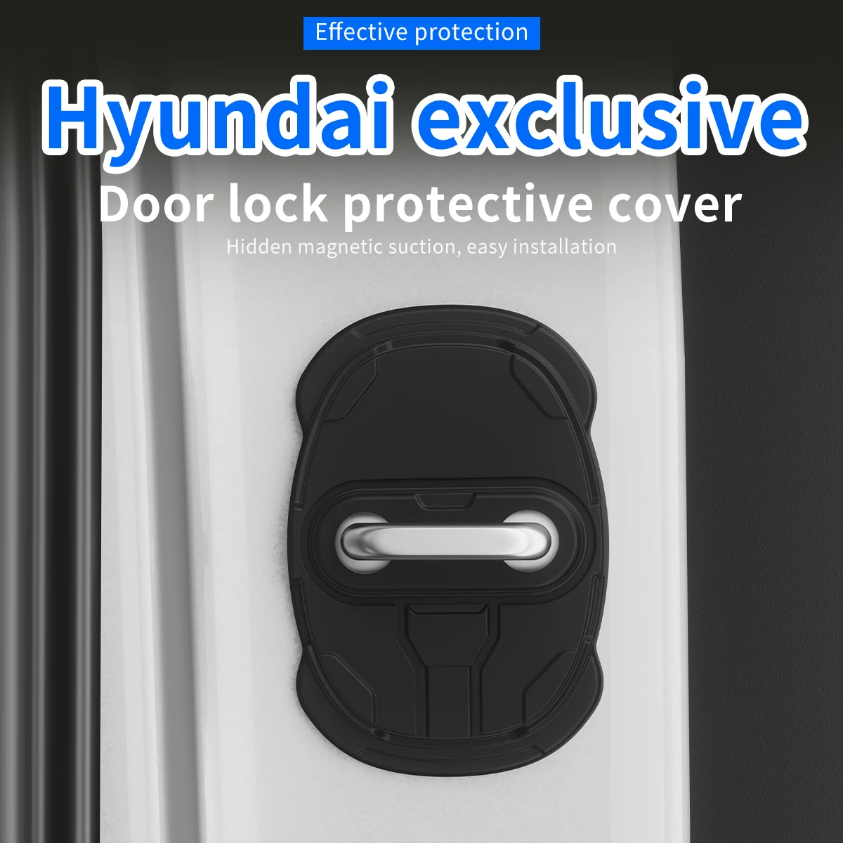 

4Pcs Car Door Lock Latch Protector Covers Anti‑Rust Shock‑Absorbing Auto Accessories For Hyundai Tucson Elantra Santa Fe Kona