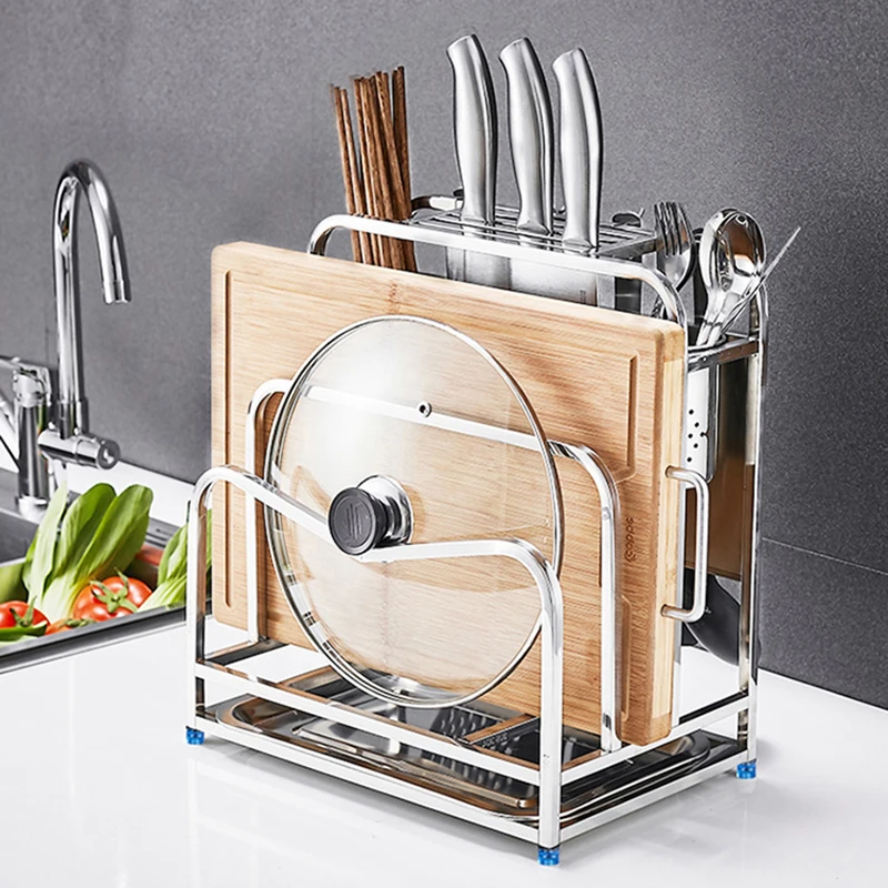 304 Stainless Steel Supplies Kitchen Knife Kitchen Supplies Chopping Board Pot Cover Rack Knife Holder Storage Storage Rack