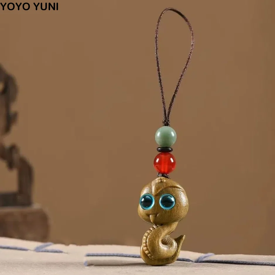 

Мини-брелок со змеей и зодиаком, водонепроницаемый благоприятный новогодний резной кулон, плетение веревки, голубые глаза