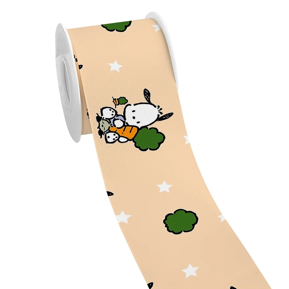 50 Yards Japanese Sanrio Psyduck Cartoon Pochacco Design Printed Grosgrain Satin Ribbon for Gift Wrapping Hair Bow