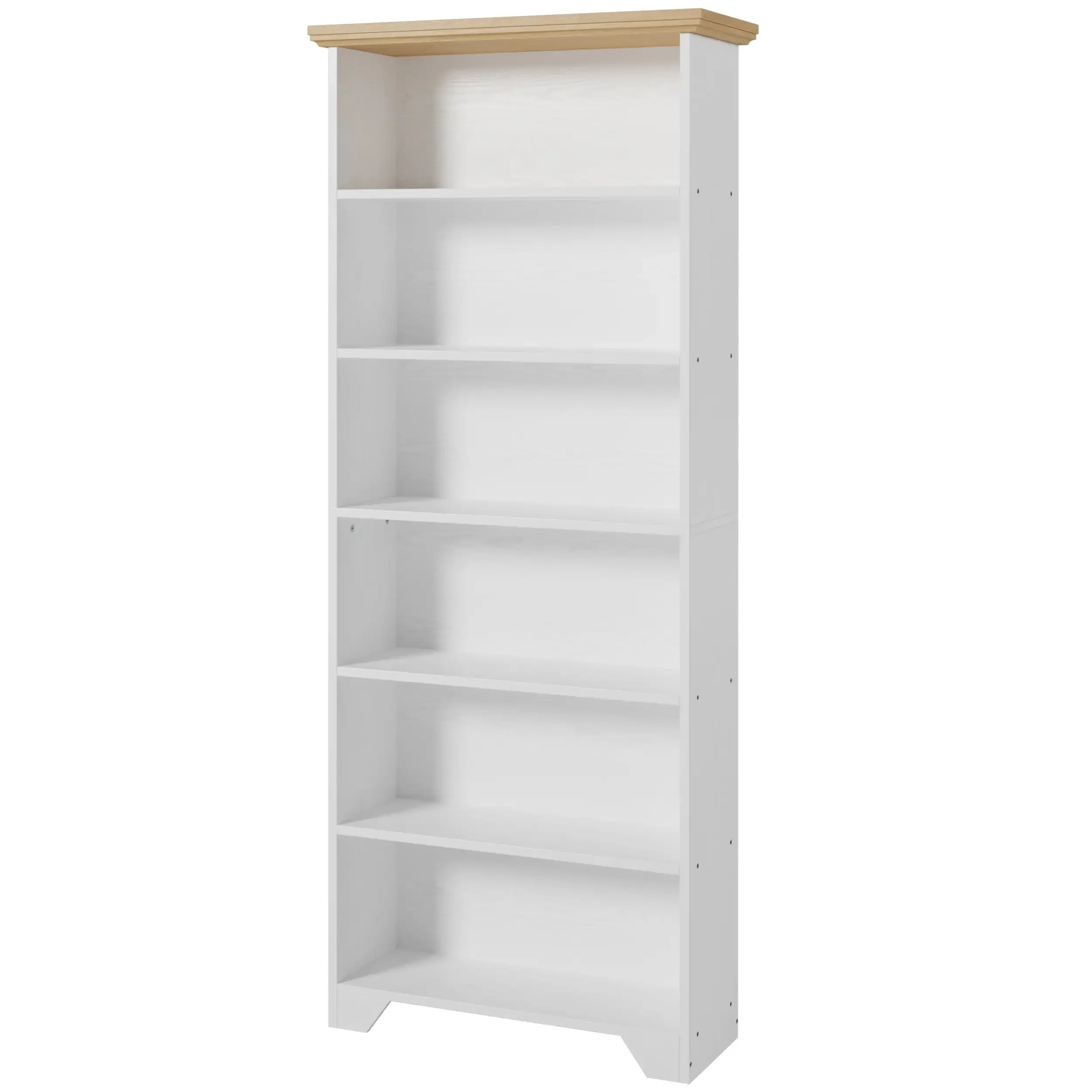 

71" Tall 6 Tier Bookcase, Wood Book Shelf for Home Office, Bedroom, Living Room, Shiplap Oak/White