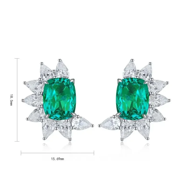 

RUIF S925 Silver Main Stone 4.066ct Lab Grown Emerald Earring for Women Luxury Design Girls Party Jewelry Accessories