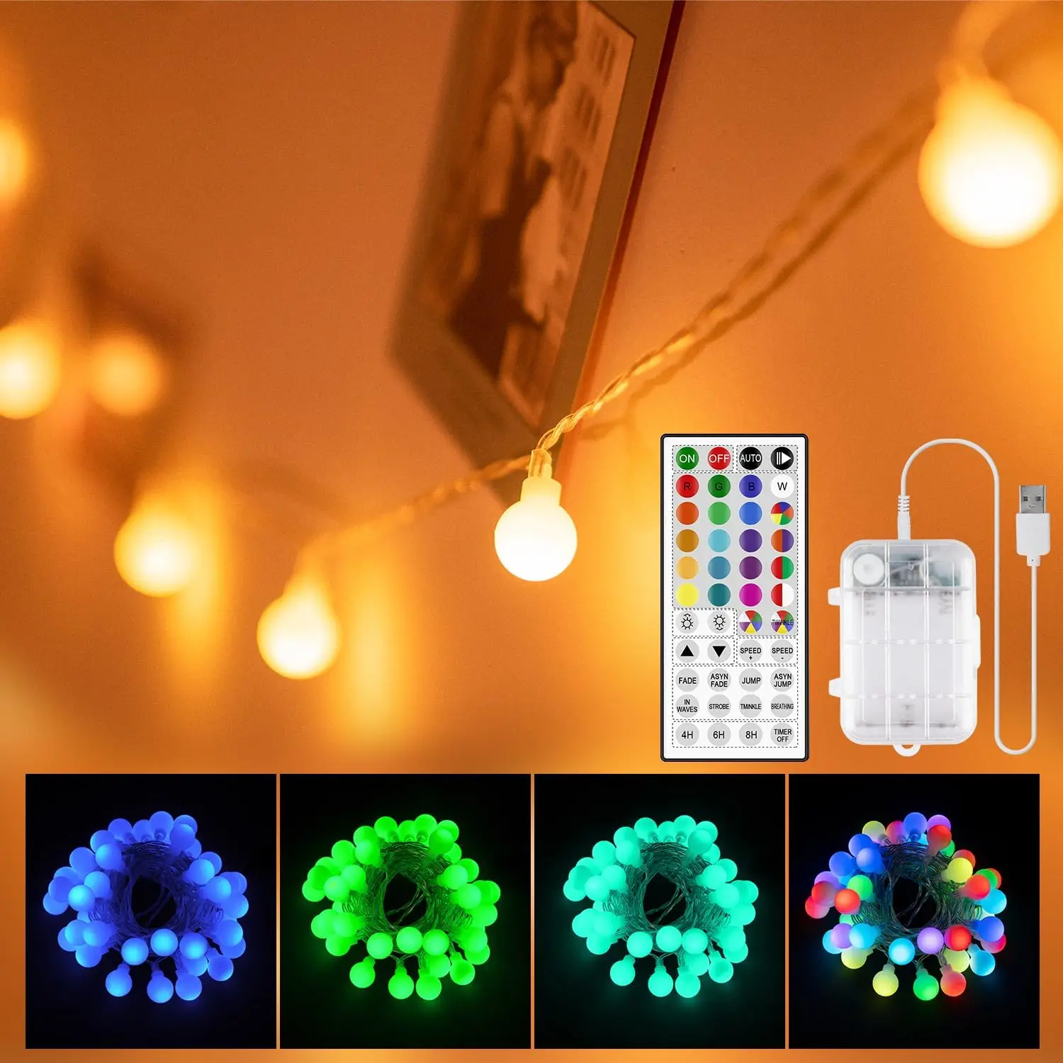 40 LED 24 Color Changing String Lights with Remote for Indoor Outdoor Camping Party Decor