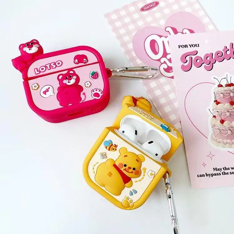 ويني ذا بوه الفراولة الدب ل فيفو tws4 حقيبة سماعة الاذن tws3pro واقية قذيفة tws2E الكرتون iqoo tws لينة