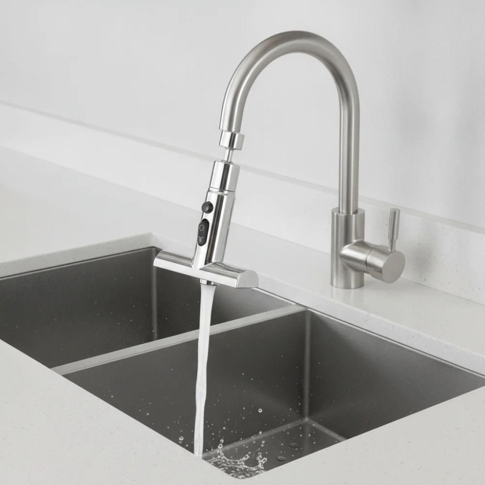 3 Modes Swivel Kitchen Filter Faucet 360-degree Rotation Anti-splash Waterfall Kitchen Faucet Extender Large Panel