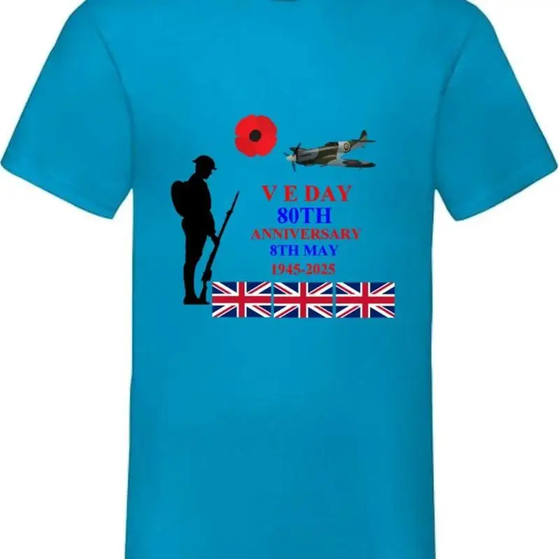 V E Day 80Th Anniversary Military Remembrance T Shirt Various Colours And Sizes