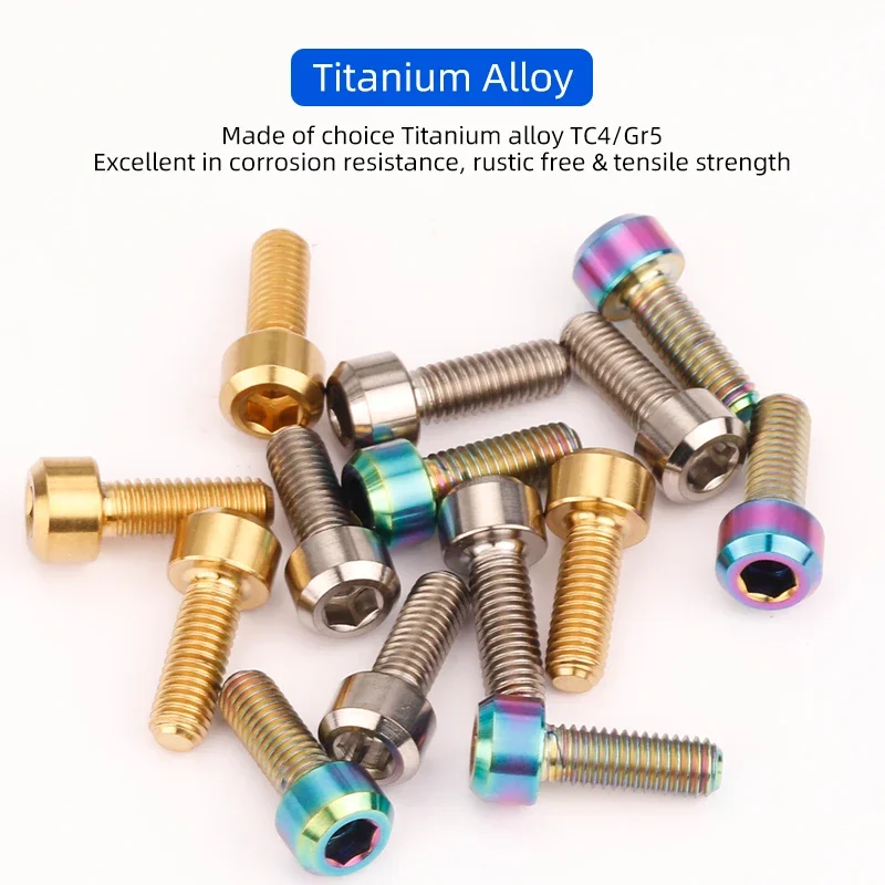 M5X14mm Titanium Fixed Bolts for mtb Road Bike Thumb Shifter M4 Hex Socket Ti Brake Lever Screws Fastener Bicycle Accessories