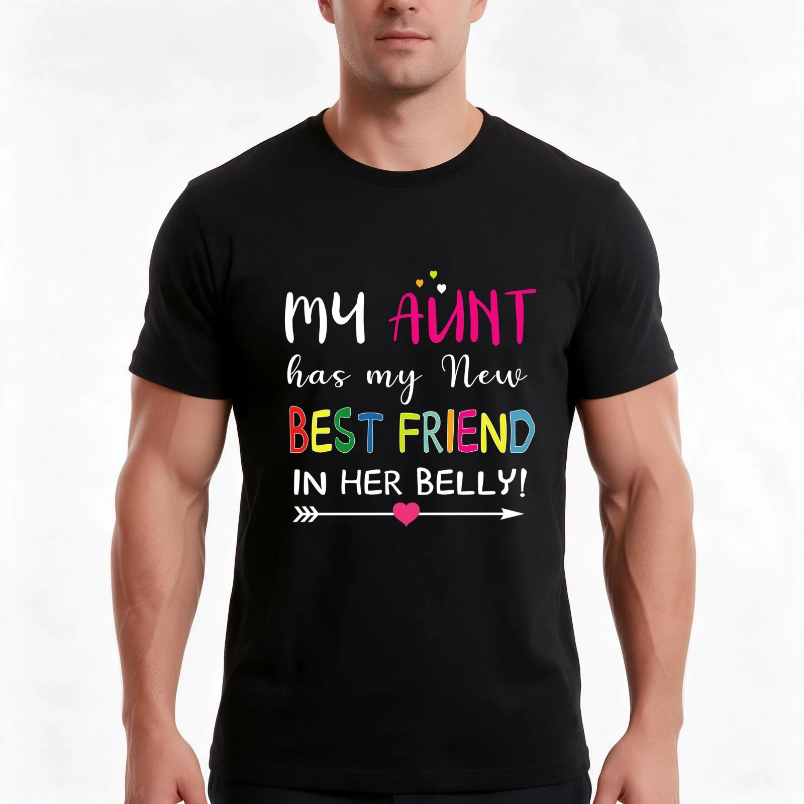 My Aunt Has My New Best Friend in Her Belly Funny Pregnancy Announcement T-Shirt, Summer Casual Cotton Tee, Unisex Men Women