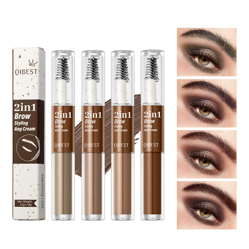 Eyebrow pencil 2 in 1 Waterproof Transparent Gel Eyebrow Styling Cream Long Lasting Double Ended Black Eye Brow Tint Enhancers